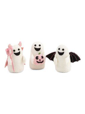 CANDY CORN LANE Set Of 3 5in Plush Ghosts, Halloween Themed - NIB